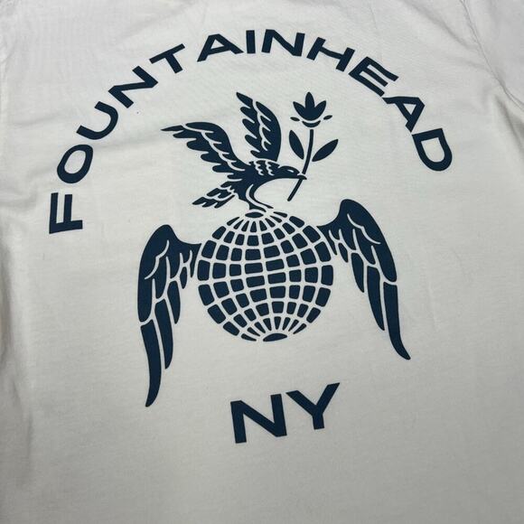 Knickerbocker Fountainhead NY Globe Pocket T-Shirt SIZE S Milk White Cotton Top - Picture 6 of 10